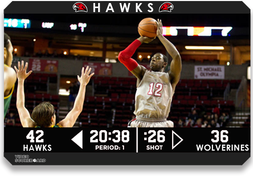 Basketball player on scoreboard screen